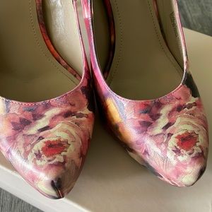 BCNGeneration Platform, washed floral leather platform heels